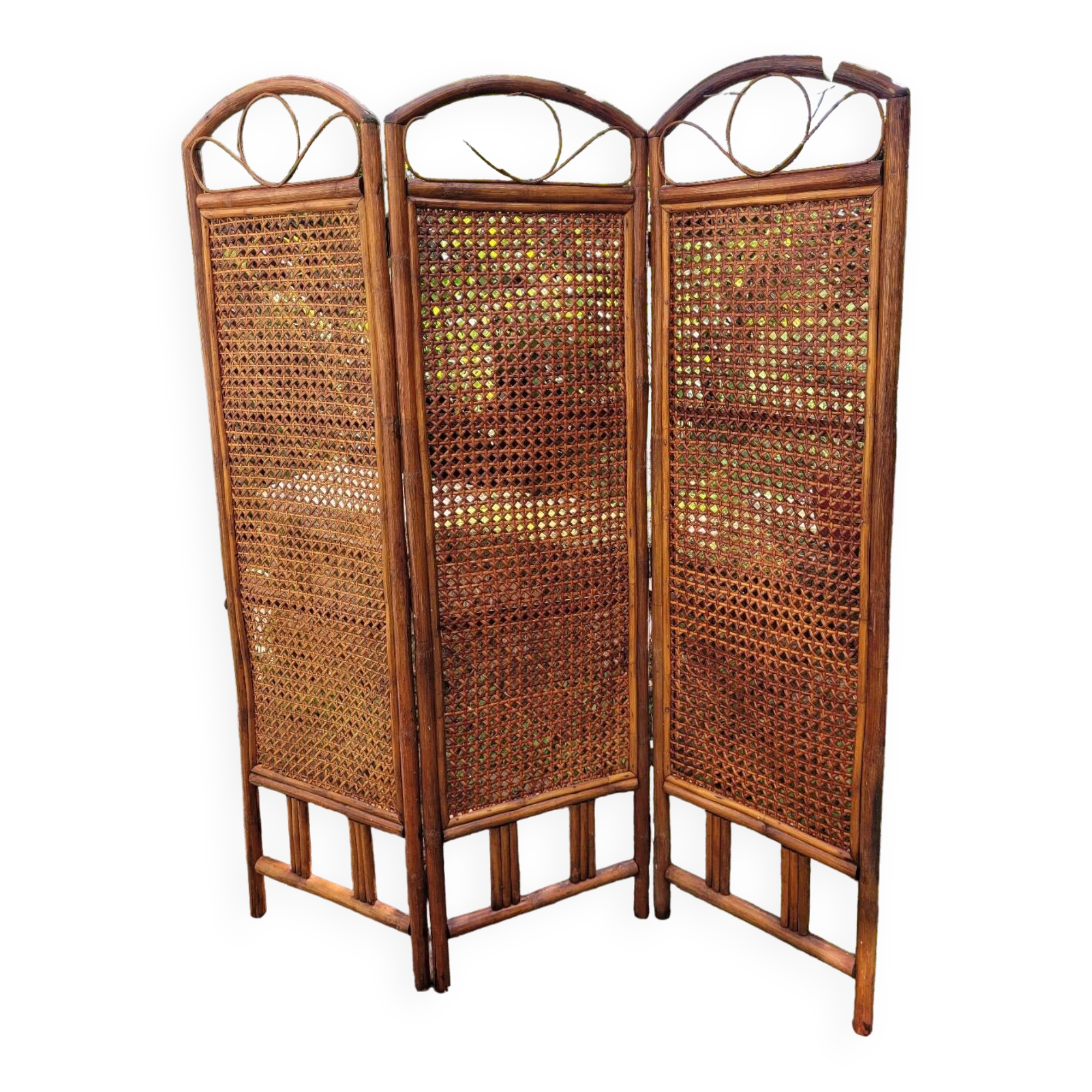 Wood and cane screen