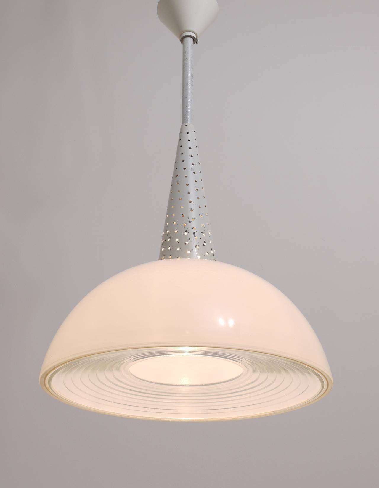Perforated suspension Mathiew Matégot midcentury, Holophane, France, 1950s