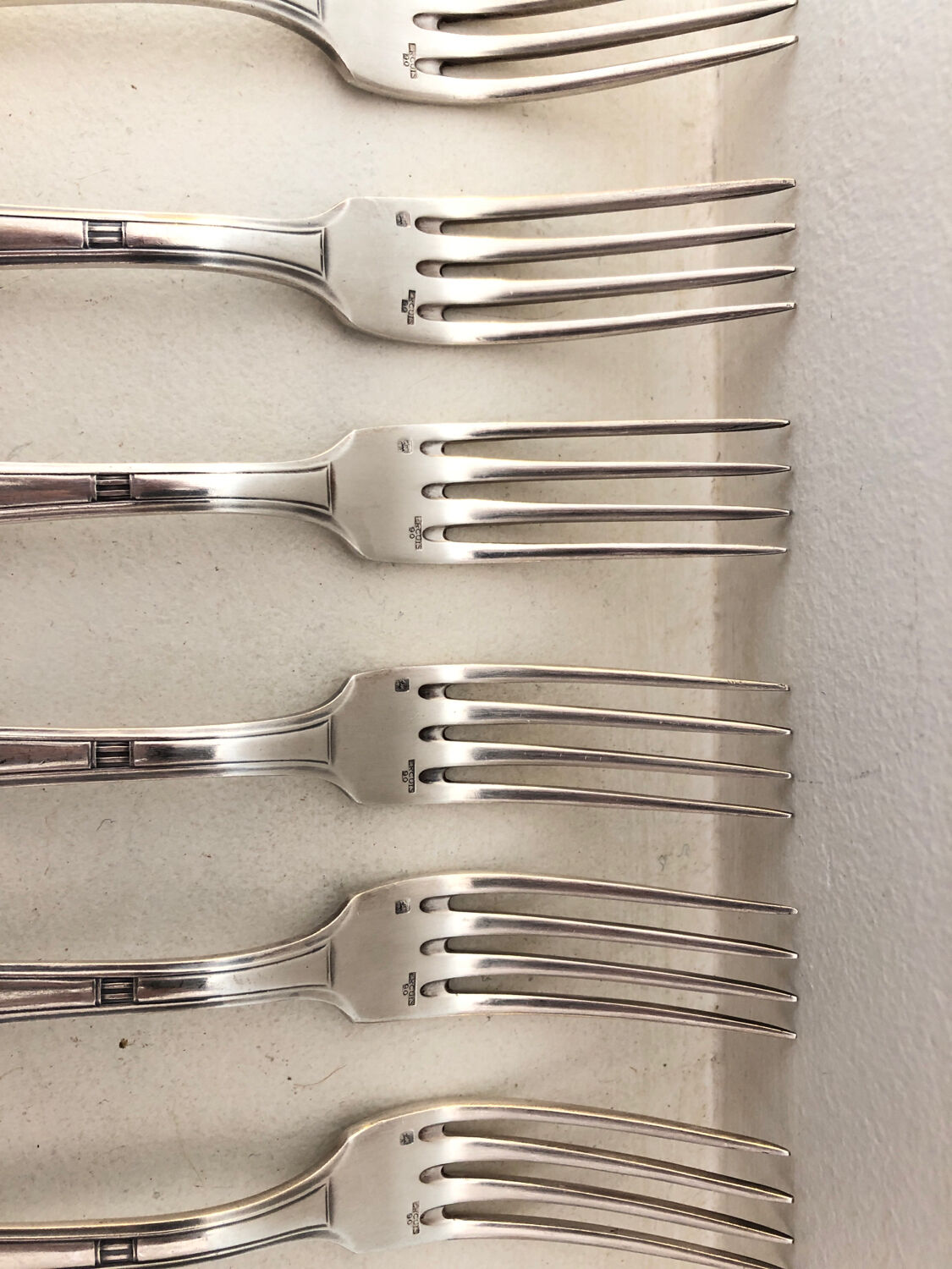 6 ercuis forks, silver metal, 1930