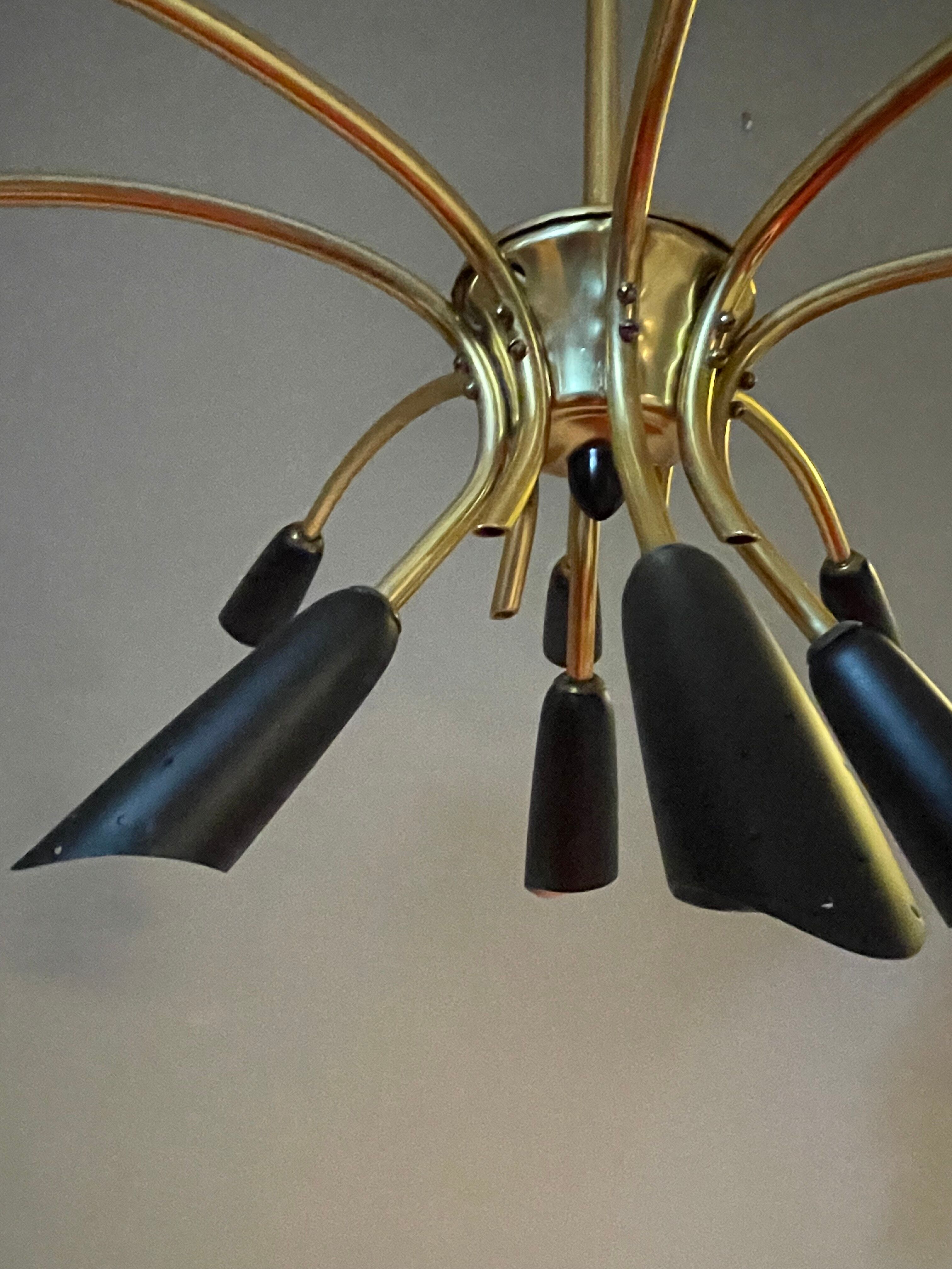 Sputnik brass chandelier