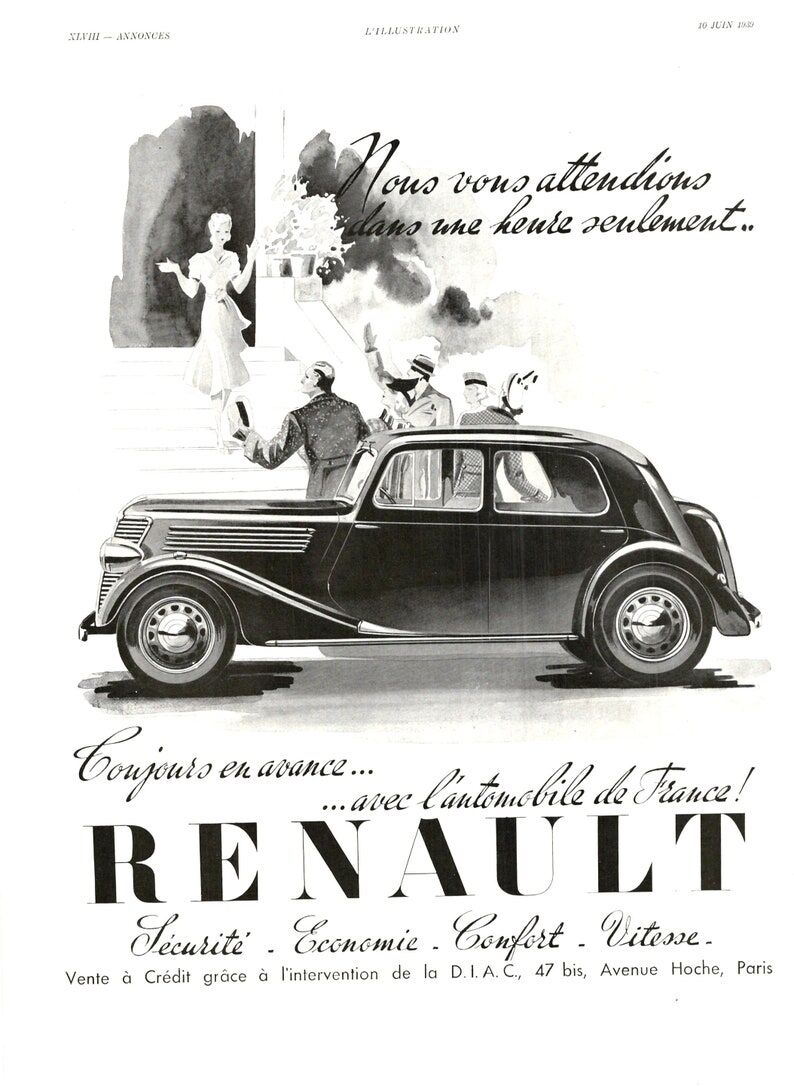 Vintage poster 30s Renault Automobiles