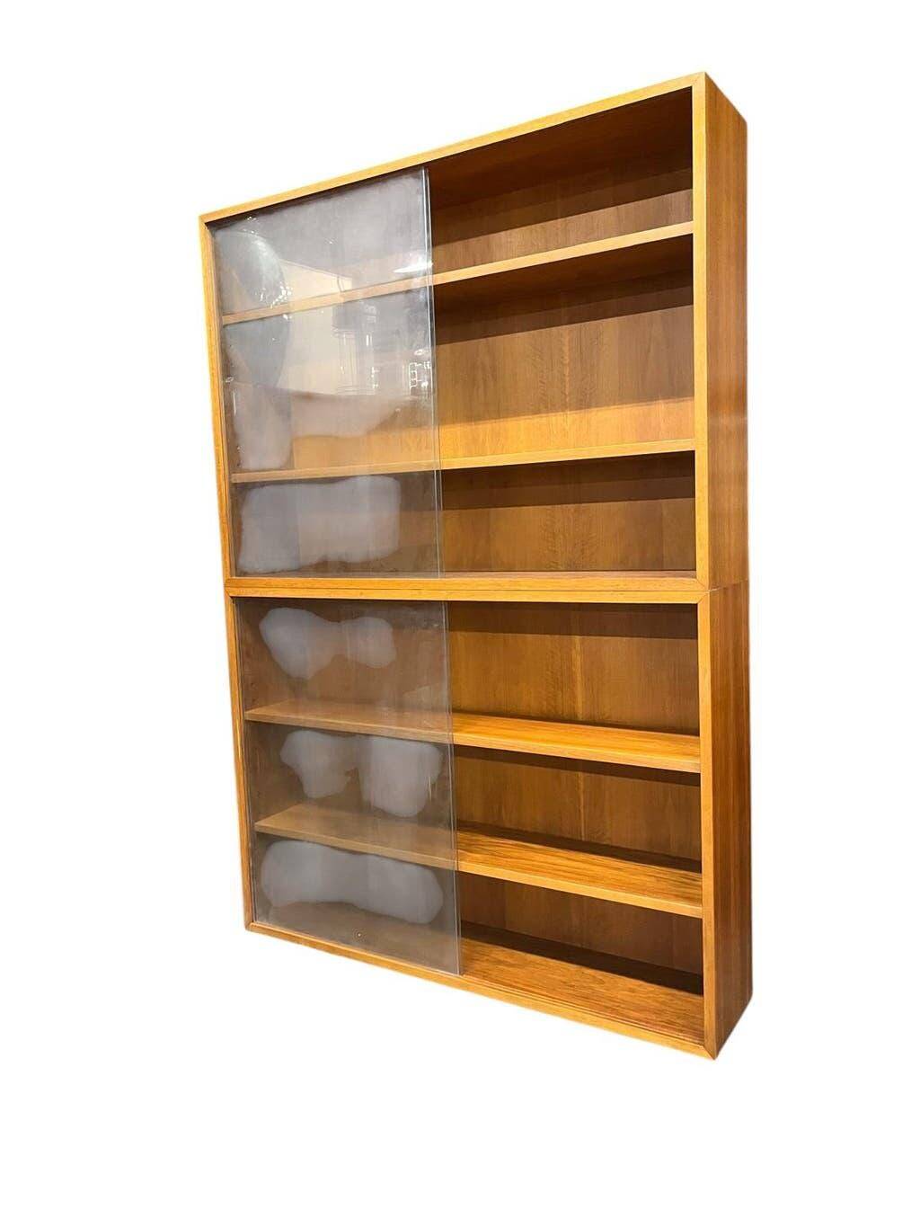 Vitrine/armoire de rangement vintage en bois et verre