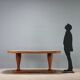 Vintage table in solid beech and glass, design, Italy, 1950s