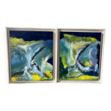 Paire de tableaux abstraits