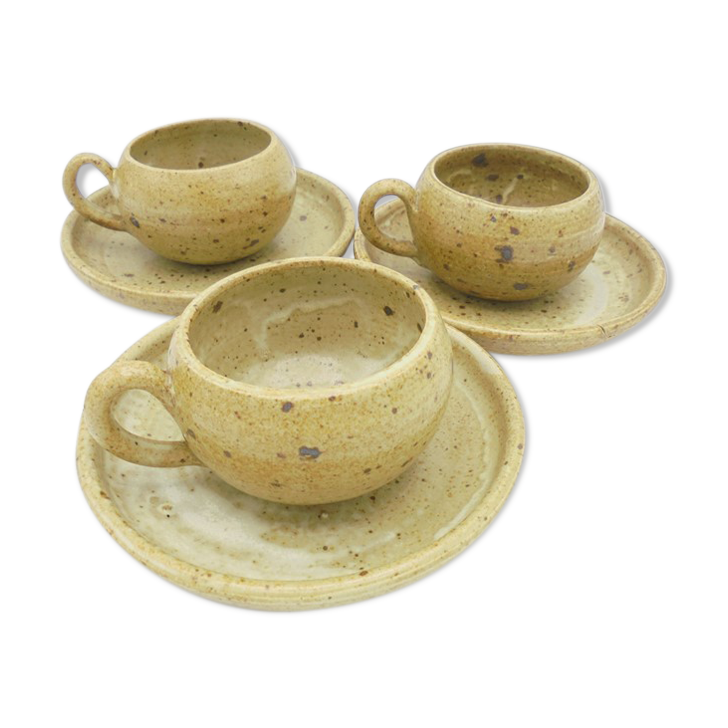 Set of 3 coffee cups in sandstone