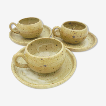 Set of 3 coffee cups in sandstone