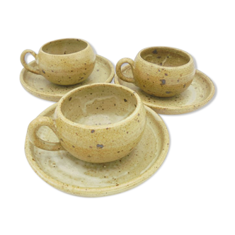 Set of 3 coffee cups in sandstone