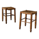 paire de tabourets en bois et paille, 1960