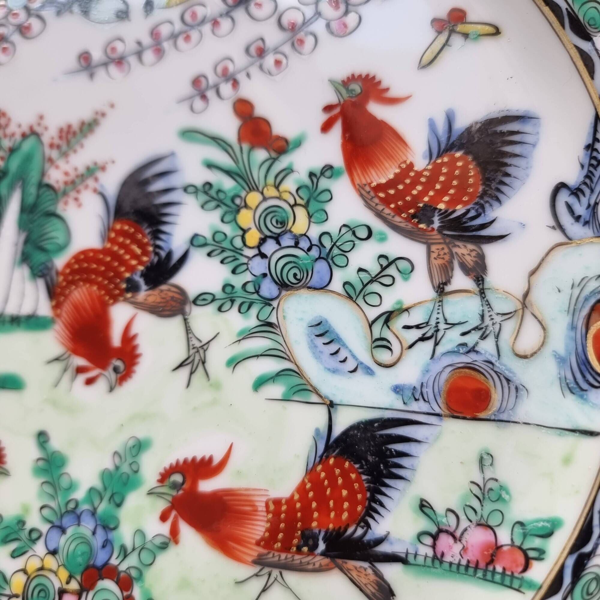 Set of 6 vintage Chinese porcelain plates from Macau (1970) hand painted