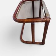 Vintage nesting tables in rattan and smoked glass by Flecht-Atelier Schütz.