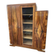 Vitrine bibliothèque art-déco mid-century vintage 1950 ronce de noyer