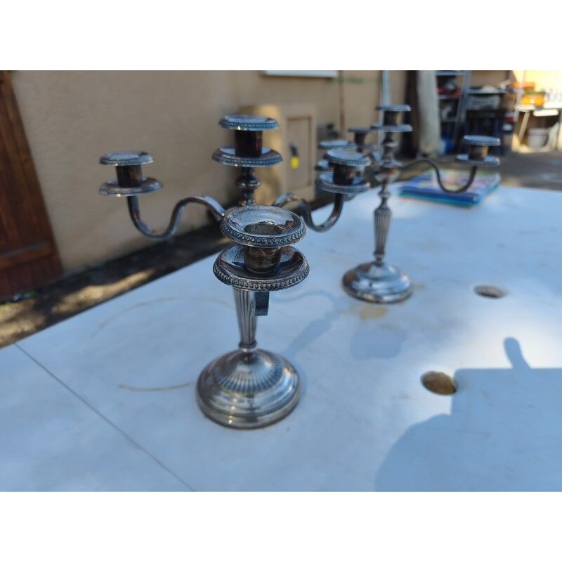 Pair of silver-plated candelabra