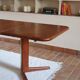 Table à manger danoise extensible en teck, pied central