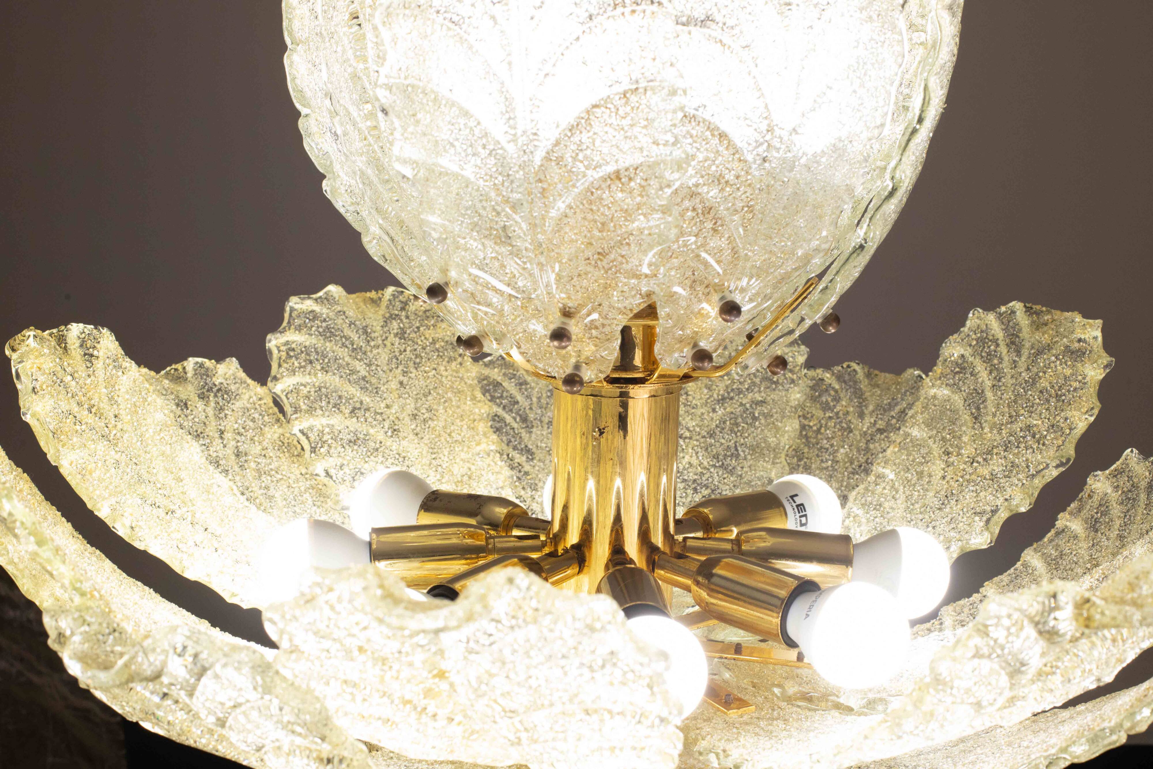 Extraordinary large size gold vintage Murano glass chandelier, 1970