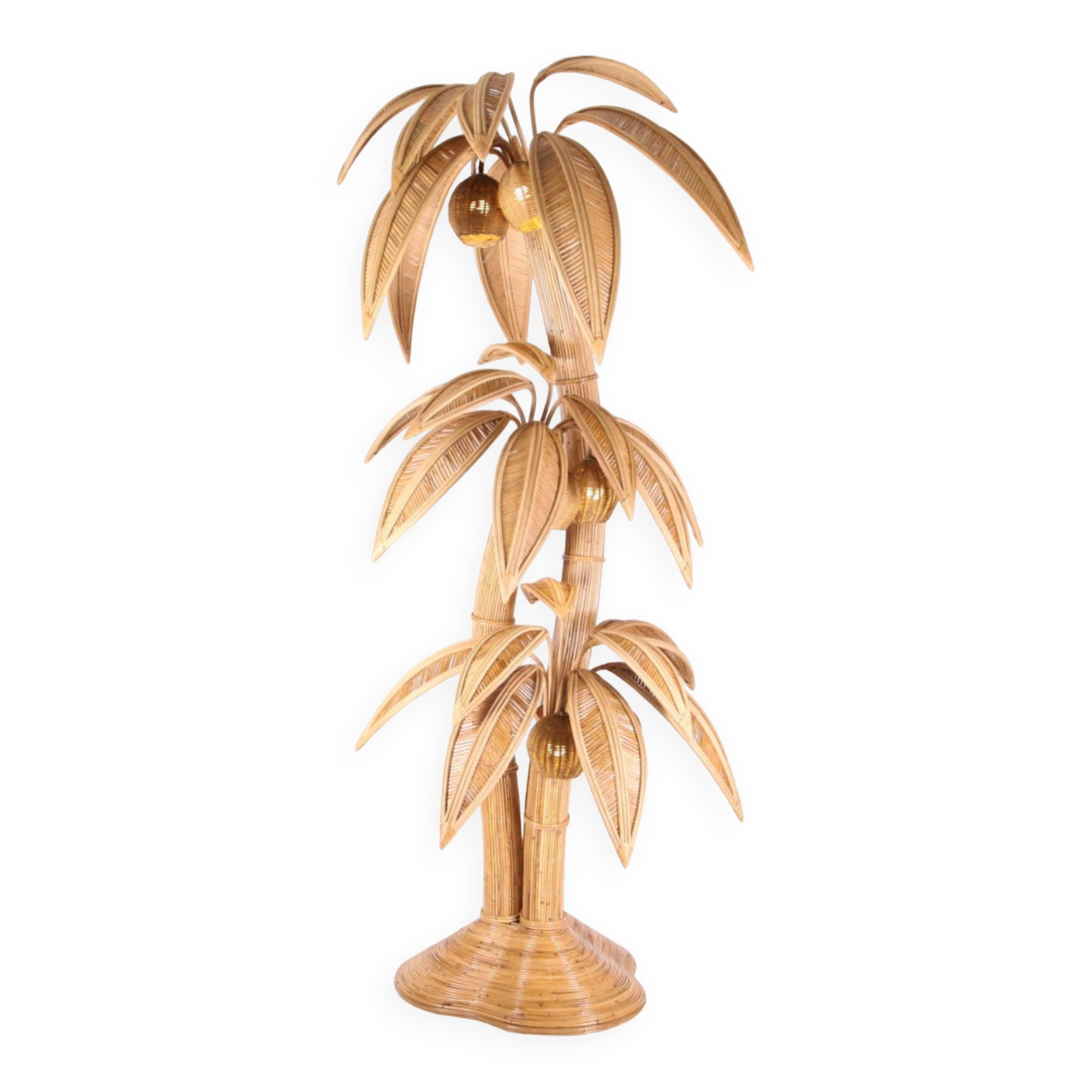 Large rattan coconut/palm tree floor lamp