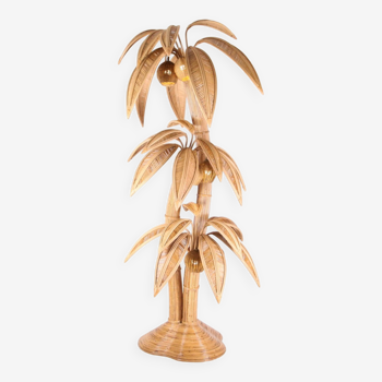 Grand lampadaire cocotier/ palmier en rotin