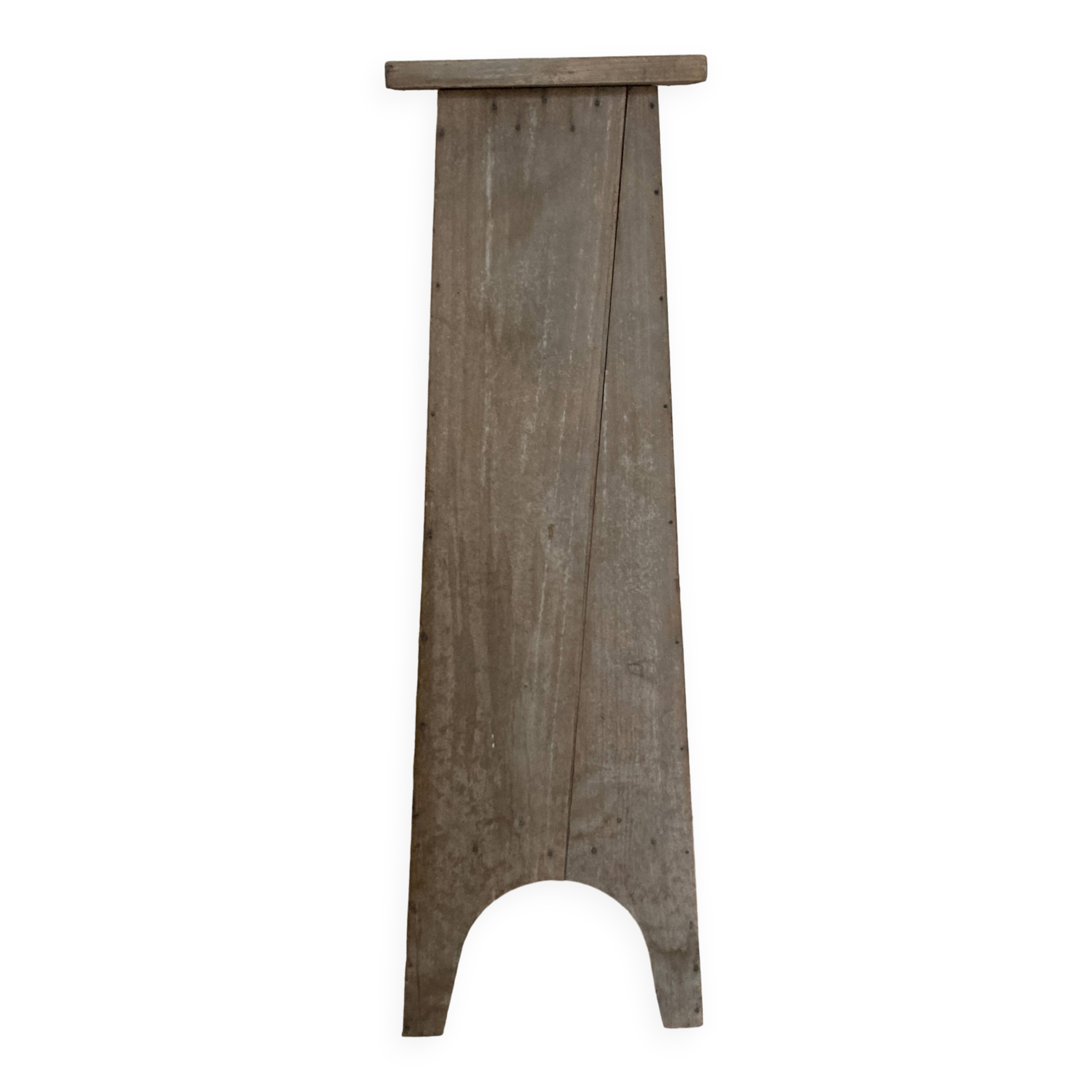 Old neo-classical workshop stool in washed wood h130cm