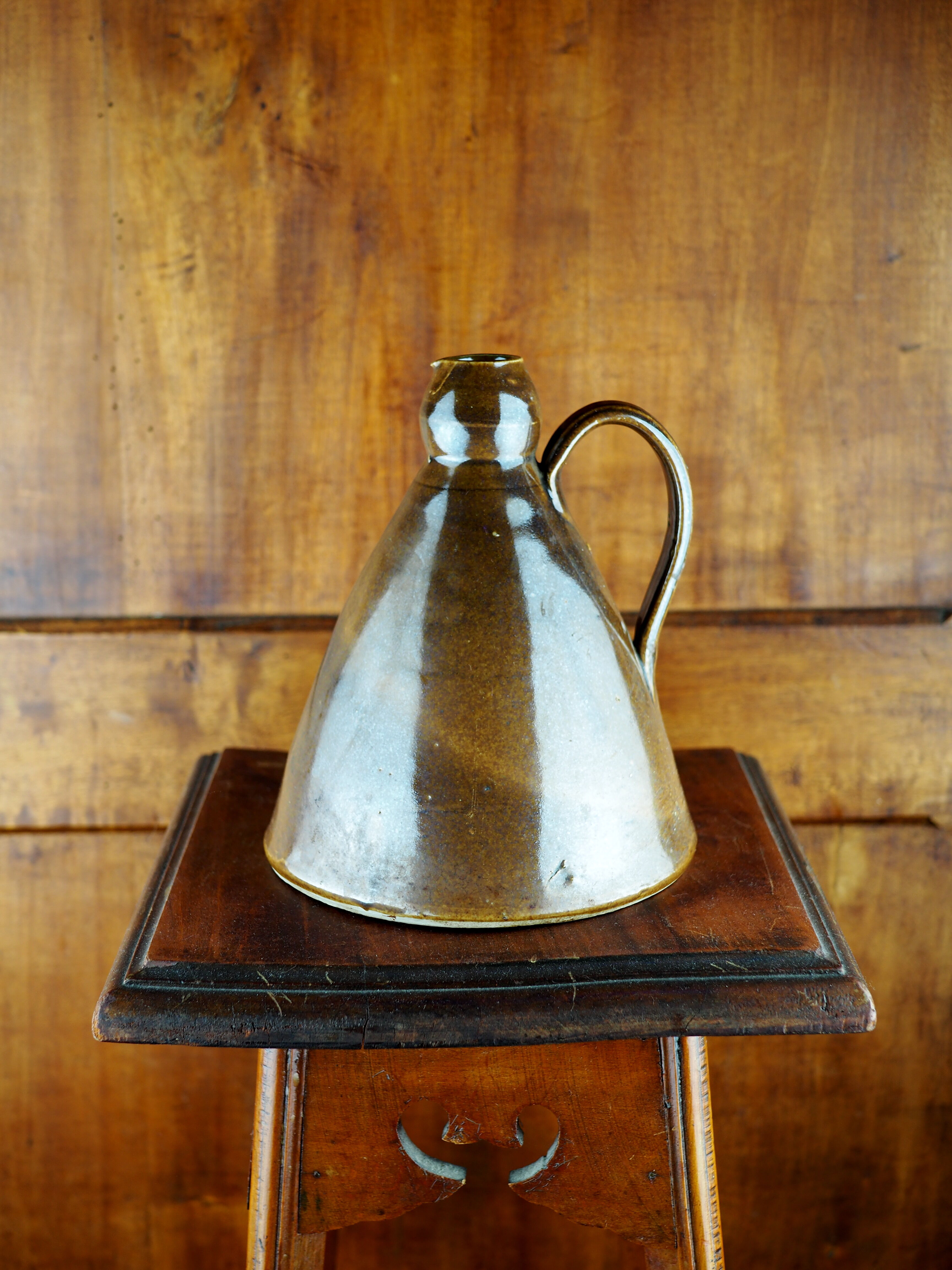 Conical pitcher with brown glaze - folk art - early twentieth century