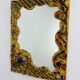 Italian brutalist resin and stones mirror, 1970s