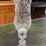 Baccarat crystal lantern with engraved foliage decoration.