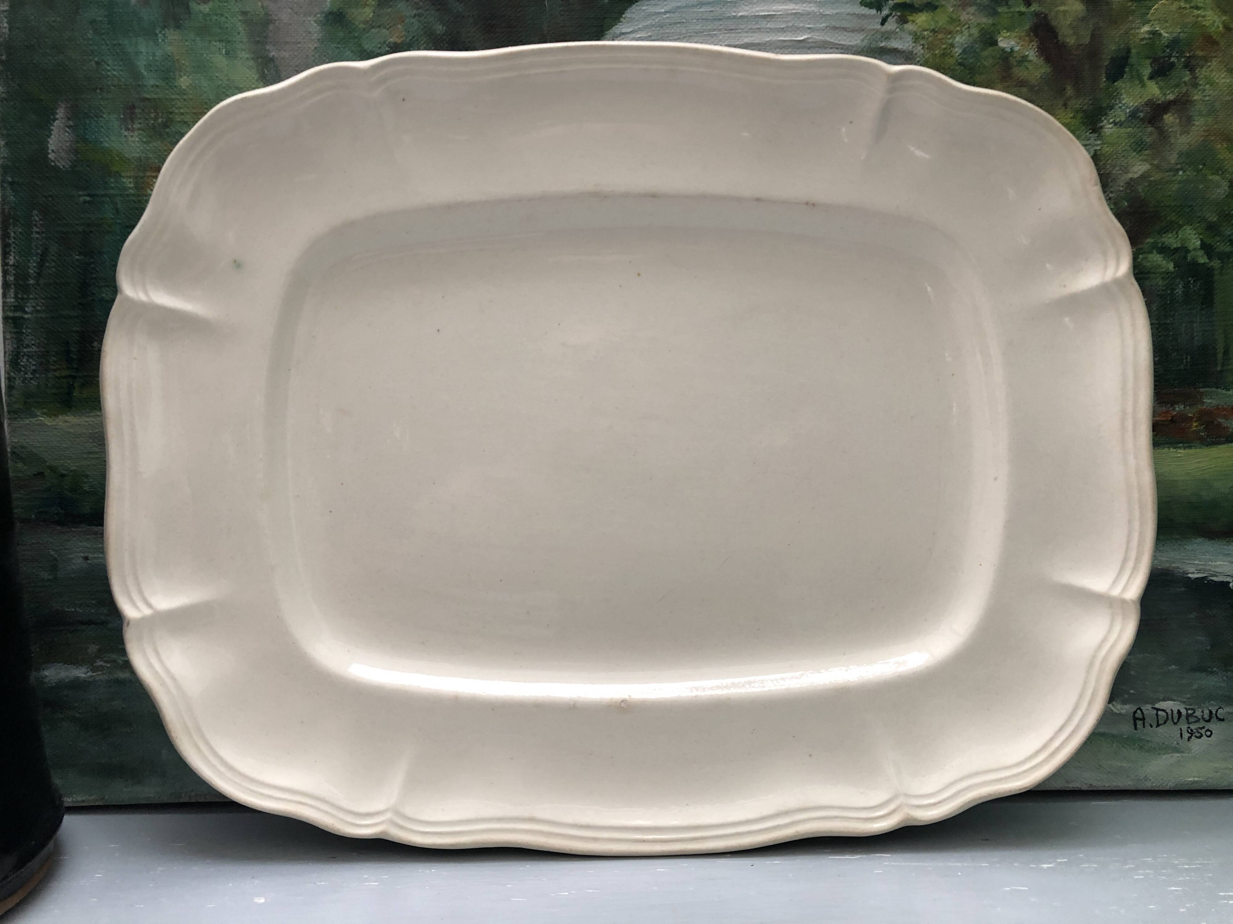 White rectangular dish, signed Digoin Sarreguemines France.