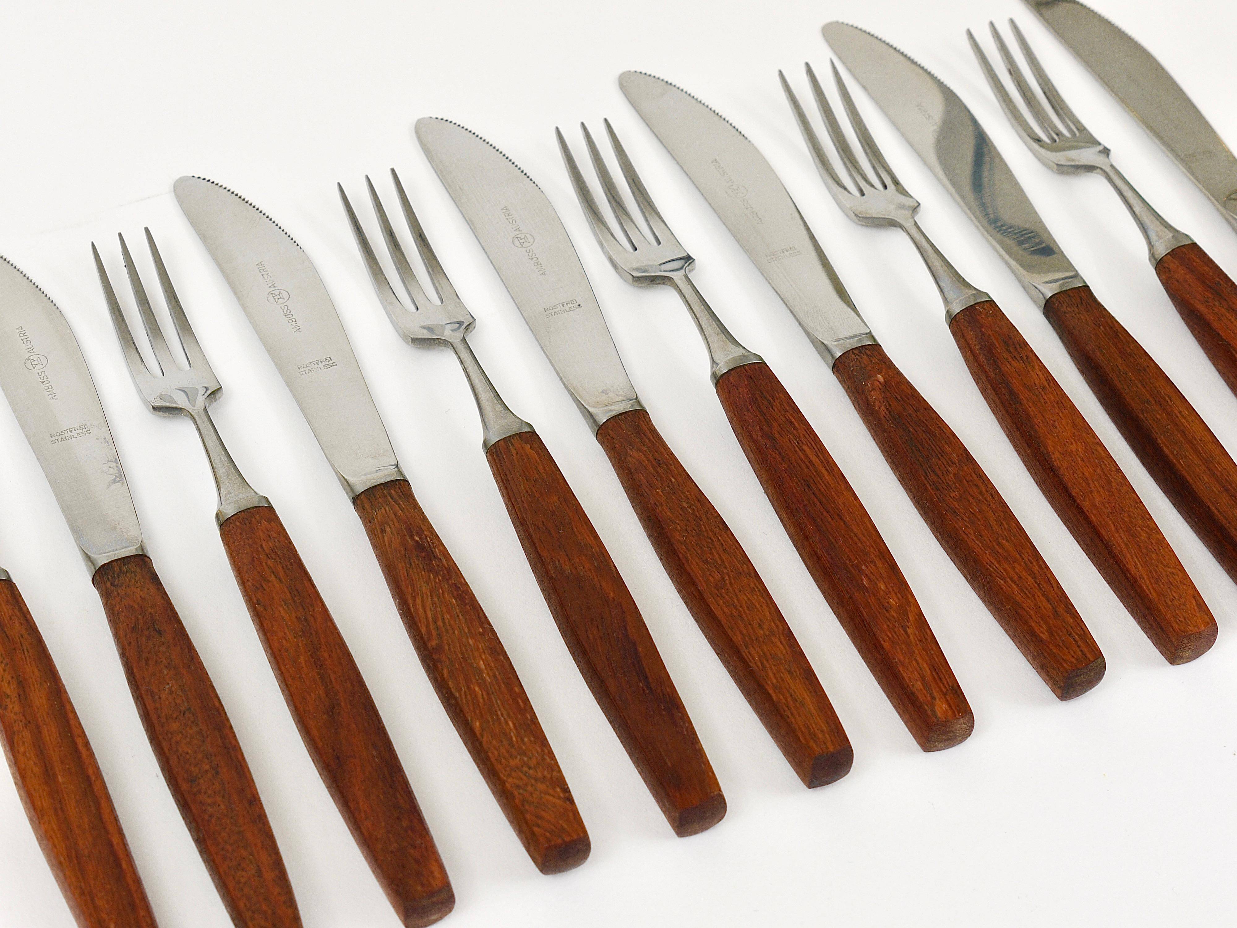 Amboss Box Mid-Century 6 Knives and 6 Forks, Cutlery, Austria, 1950s