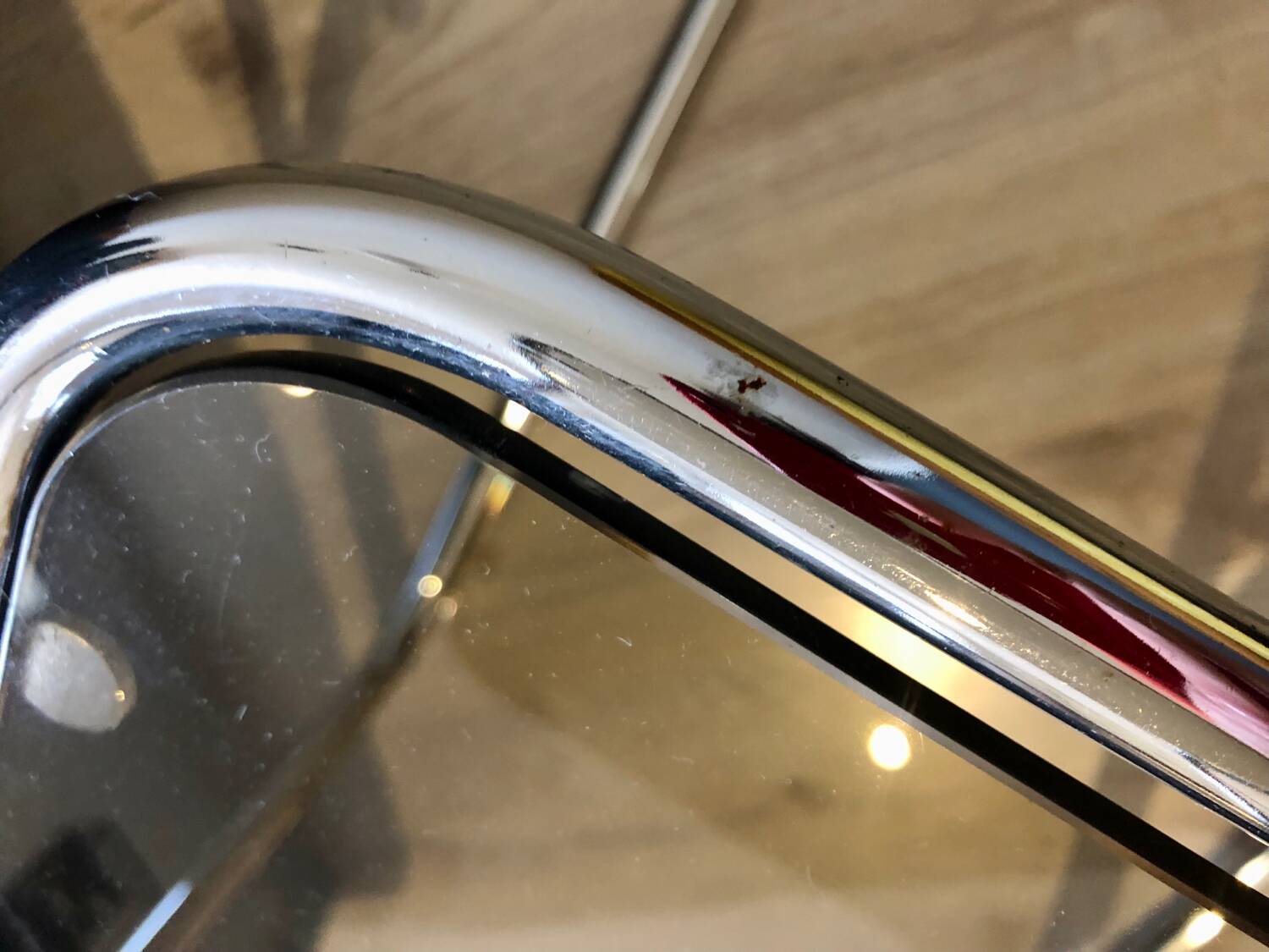 70's chrome pedestal side table