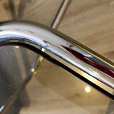 70's chrome pedestal side table