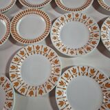 Set of 17 vintage Sarreguemines plates – Capri Ligoin model – orange