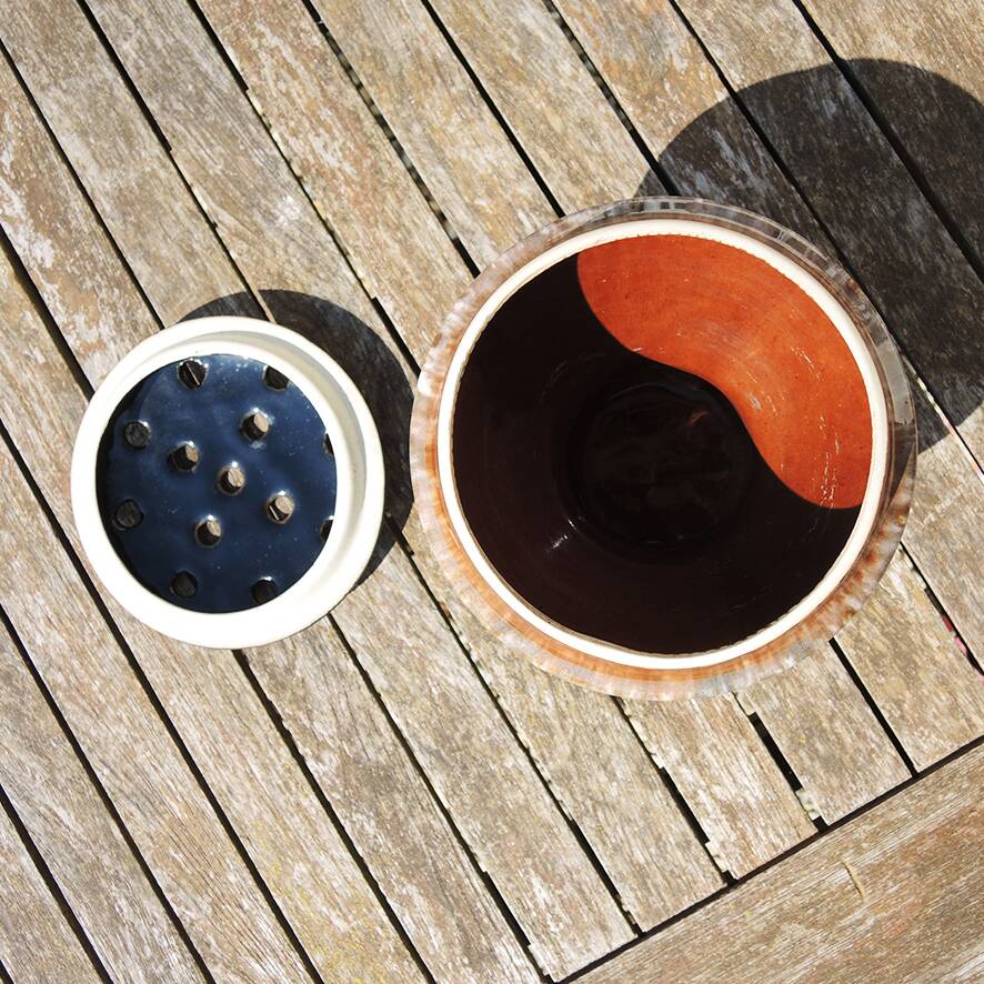 Antique Marbled Ceramic Flower Pick