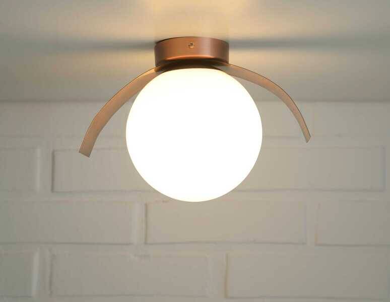 Vintage wall lamp, 1 of 4, brutalist sconce, copper ceiling light 1970's