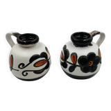 Pair of Scheurich 484 27 vases with floral decoration, West Germany.