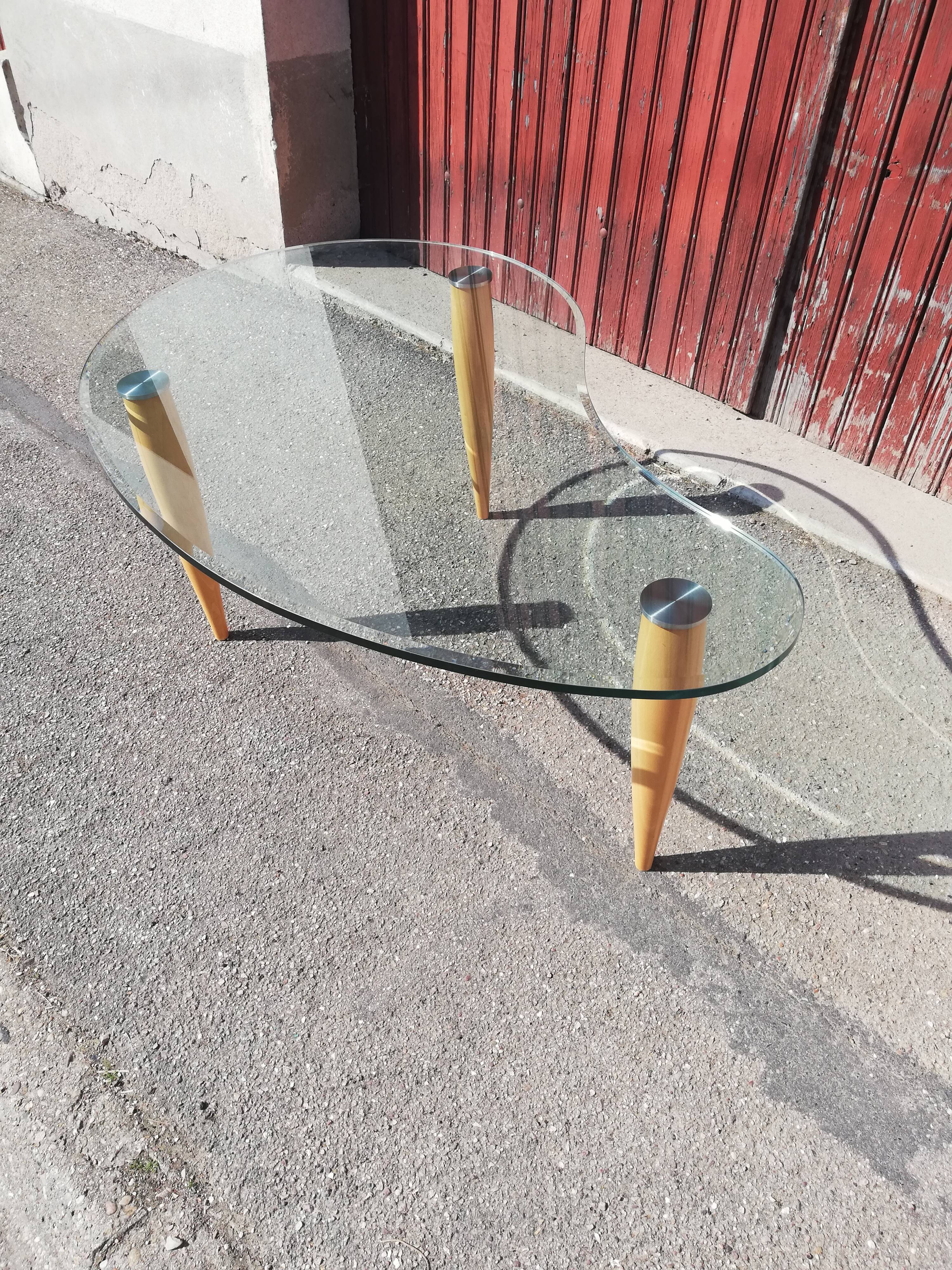 Table basse vintage bois et verre