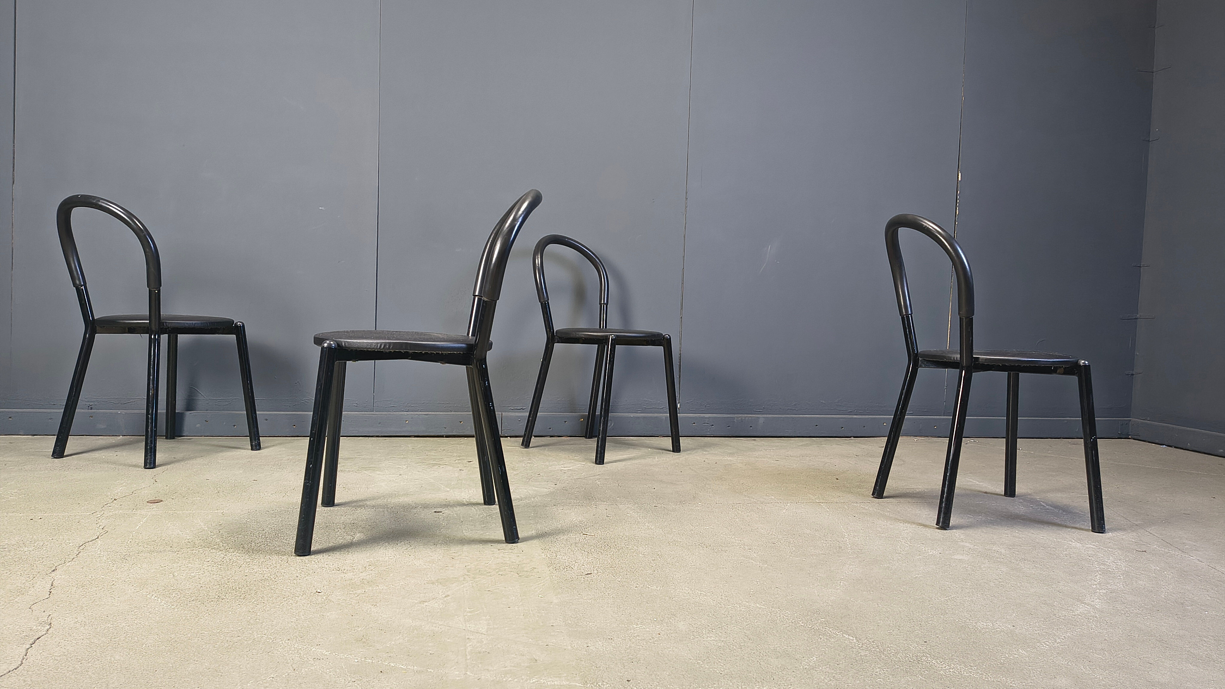 Postmodern Italian dining chairs set of 4 - 1980s