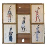 Paintings xix° portraits miltaire gouache uniform on ingres paper (cf. hergé)