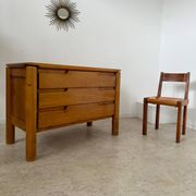 Commode en orme massif Maison Regain, France années 60