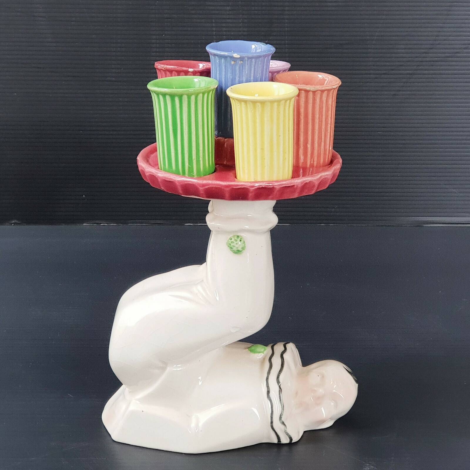 Service a liqueur 1950 vintage clown jongleur ceramic 50s 50's 1950s