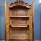 antique walnut carved wardrobe – Louis XV style – mirror doors – 19th century