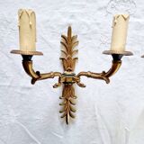 Pair of Empire style wall sconces in gilded bronze and Empire green, mid