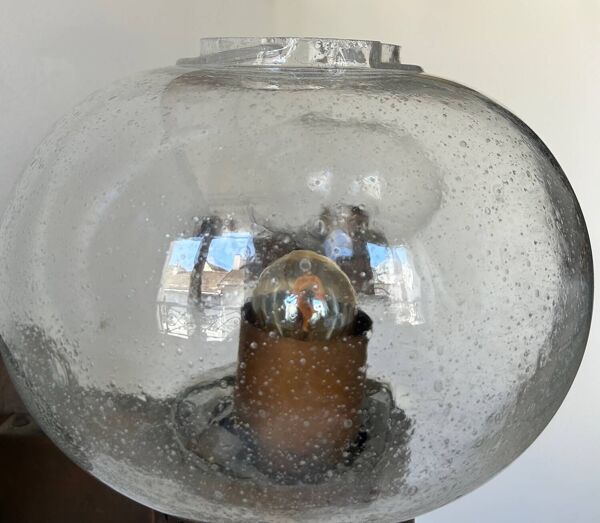 Paire d’appliques vintage, cuivre et verre bullé, BEGA Allemagne 1970