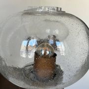 Pair of vintage wall lights, copper and bubbled glass, BEGA Germany 1970
