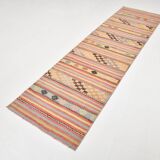 2x9 Green & Red Kilim Runner Rug, 80x287Cm