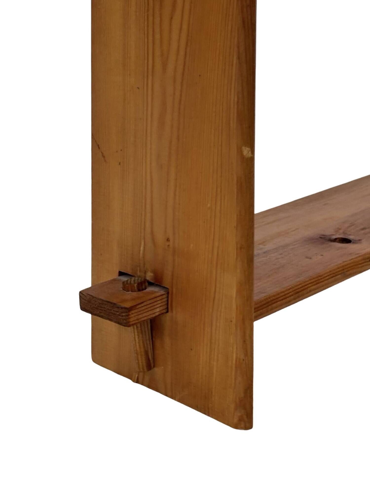 Vintage wooden wall shelve rack bookshelf in pinewood minimalist design