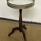 Louis XVI style tripod pedestal table in mahogany and marble