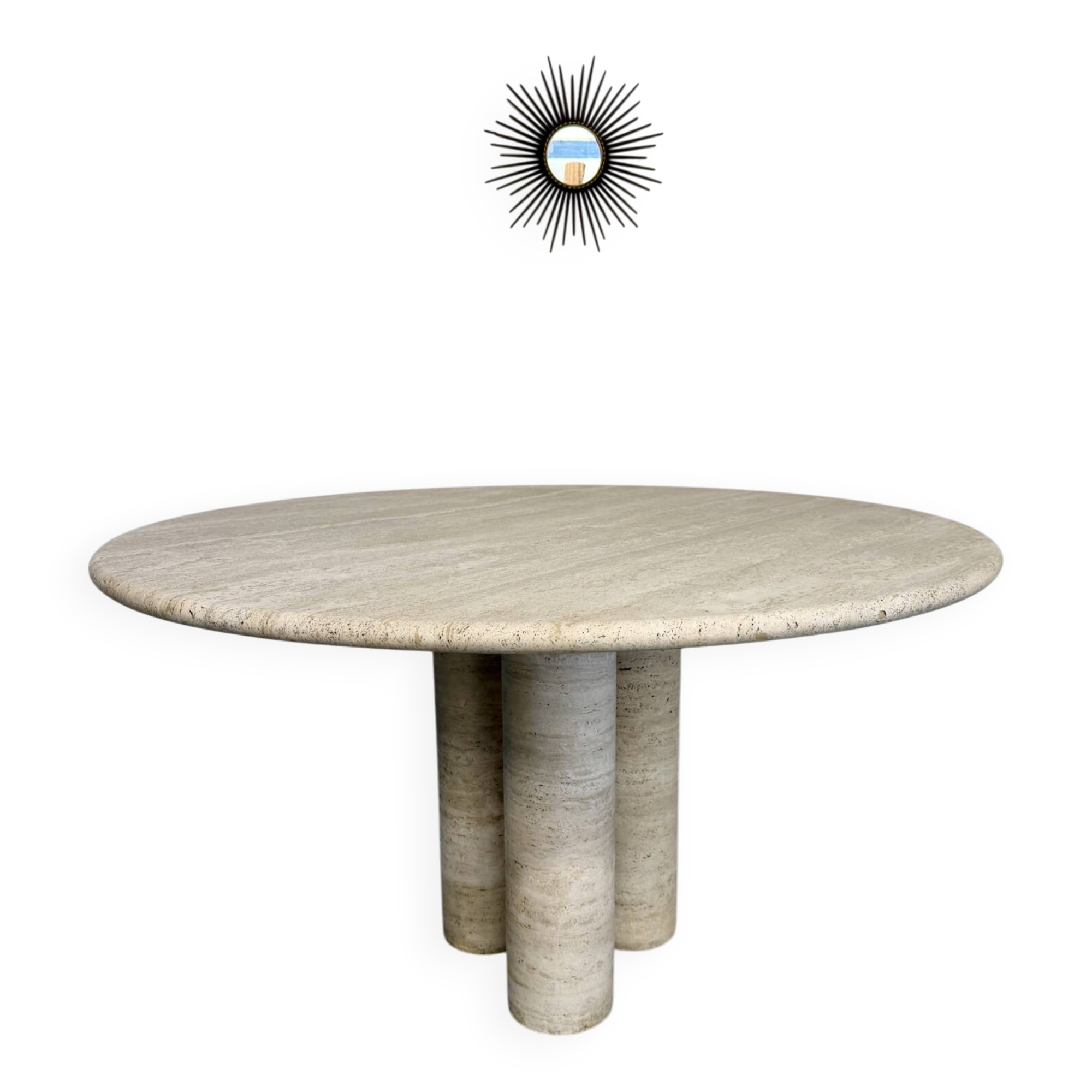 Large dining table Roche Bobois travertine Italian design 1970s