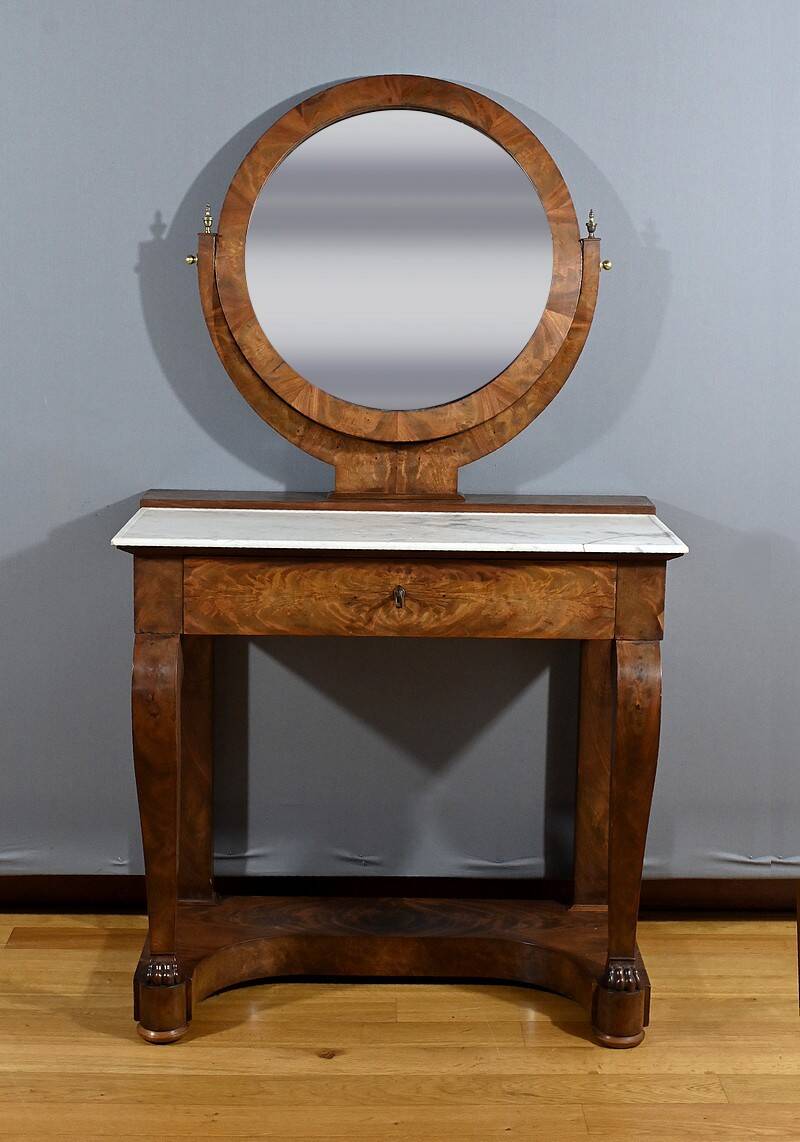 Coiffeuse en Ronce d’Acajou, époque Restauration – Début XIXe