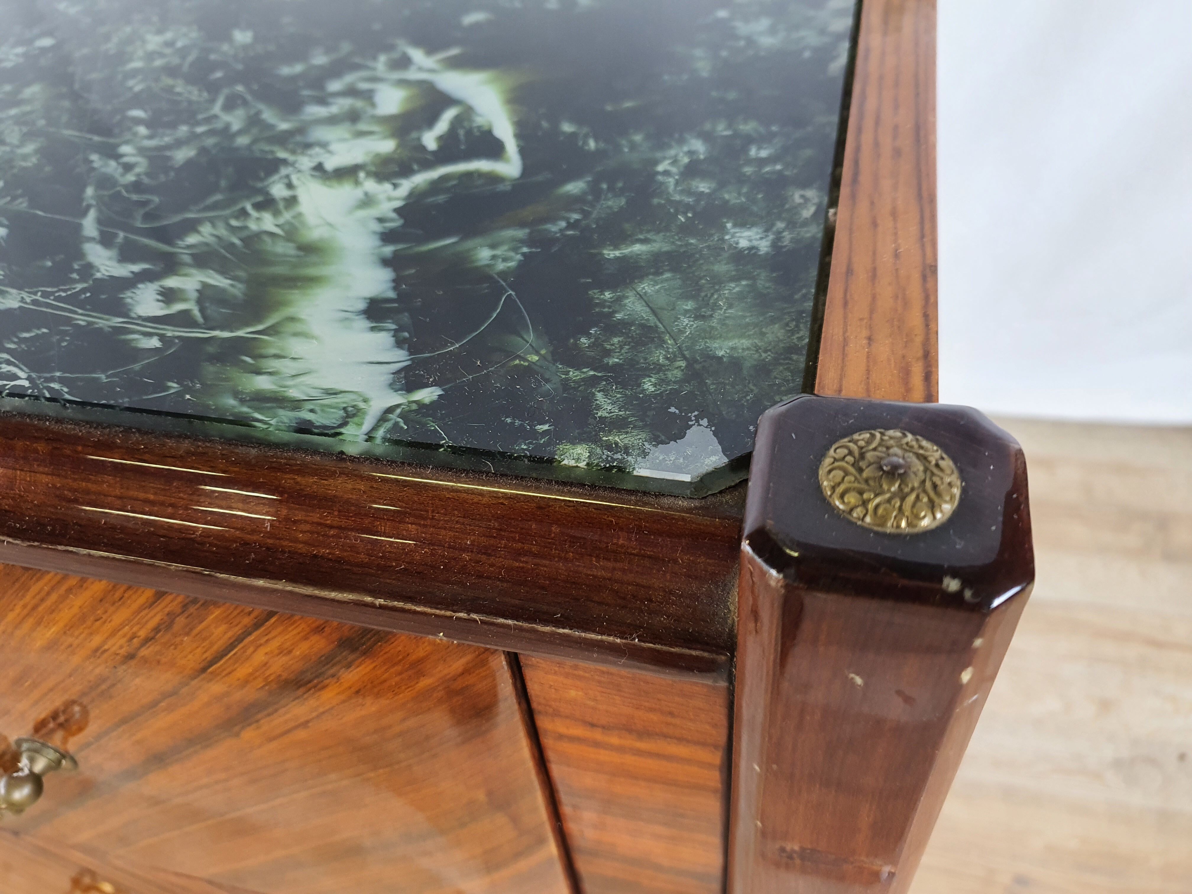 1960s sideboard in mahogany, glass and brass
