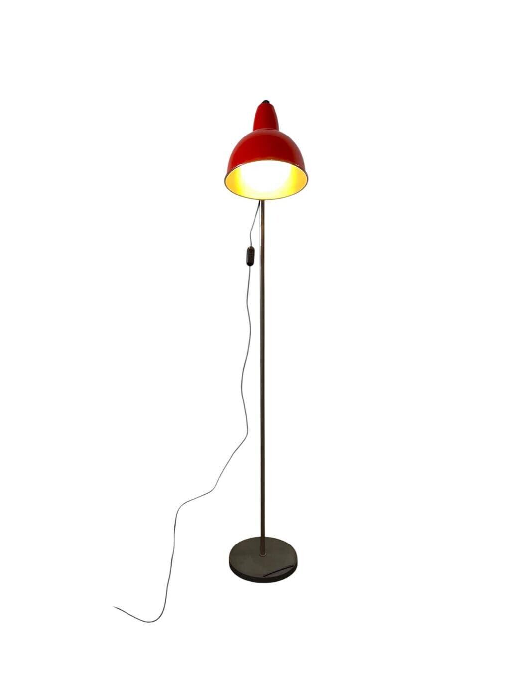 Vintage orange-red floor lamp with chrome.
