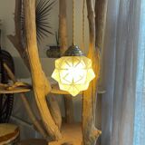 Vintage frosted glass lamp, Art Deco star shape, customizable