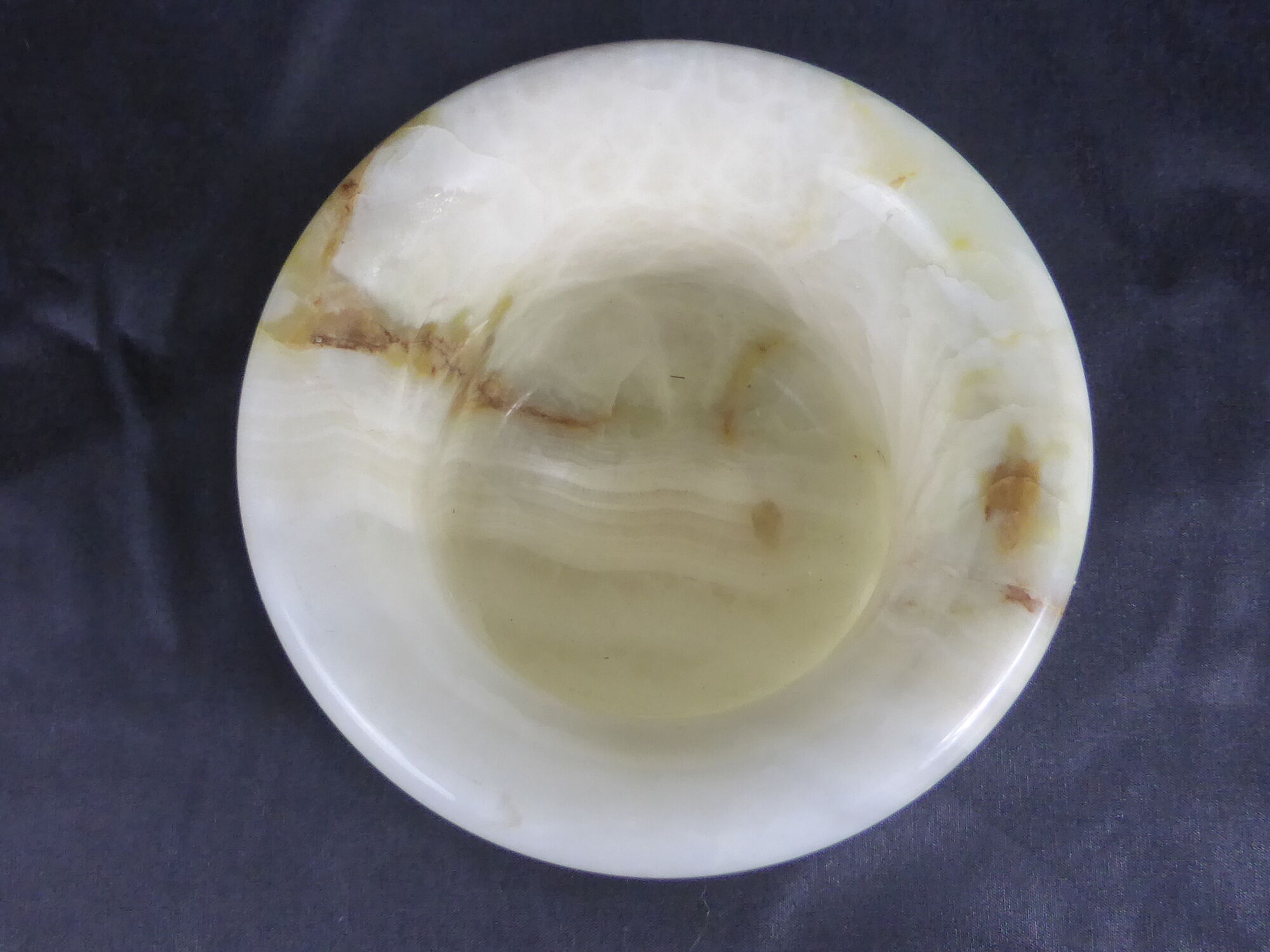 Mortar and pestle in off-white onyx marble+orange veins-Height 10,5cm